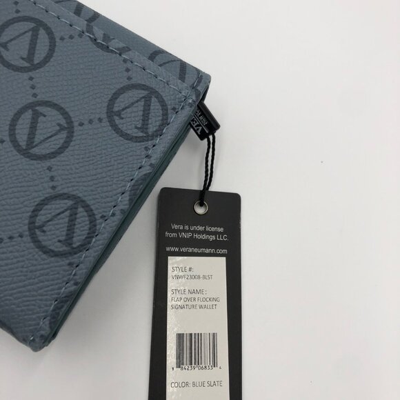 Vera‎ New York Flap Over Locking Signature Wallet Blue Slate NWT - Picture 2 of 7